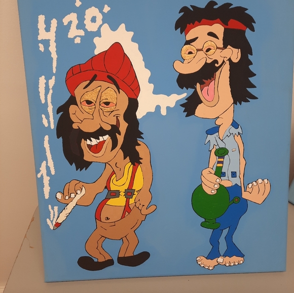 Hand Painted Cheech & Chong cartoon painting - Picture 1 of 1